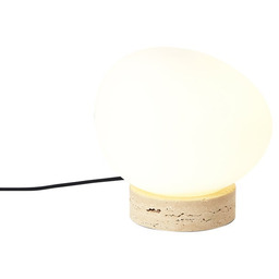 Lampa stołowa Japandi beżowa z opalowym szkłem -