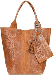 Shopper bag skórzany camelowy croco L94