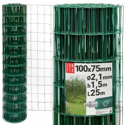 Siatka ogrodzeniowa 150 cm powlekana zielona oczko 100x75