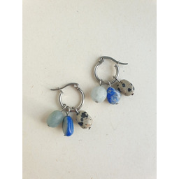 Pakamera Kolczyki TRIO akwamaryn, lapis lazuli, jaspis dalmatyński