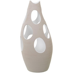 Alexandra House Living Wazon ceramiczny Ecru w paski