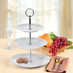 Banquet patera na ciasteczka porcelanowa BAROCCO 3 poziomy