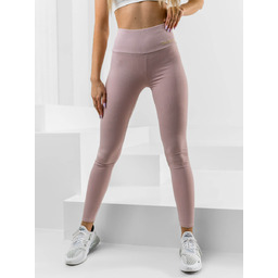 Różowe prążkowane legginsy damskie Denley 10376