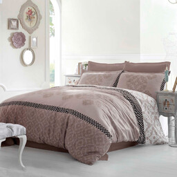 Faro Pościel satynowa 160x200 orientalna ornamenty groszki brązowa