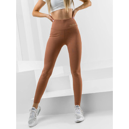 Brązowe prążkowane legginsy damskie Denley 10376