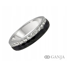 Pierścionek srebrny 925 z ceramiką +GRAWER 5mm C01