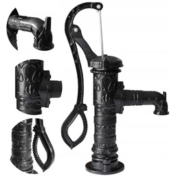 Abisynka Ozdobna Pompa Żeliwna Ręczna Czarna Ogrodowa Delux