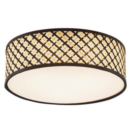 Orientalna lampa sufitowa z rattanu z czarnym wykończeniem