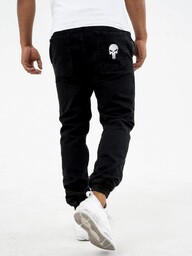 Spodnie Jeansowe Jogger Męskie Czarne Marvel Promo Punisher