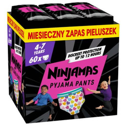 PAMPERS NINJAMAS Pieluchomajtki na noc dla dziewczynek 4-7