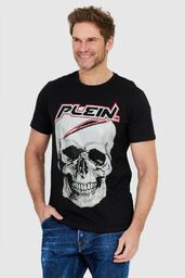 PHILIPP PLEIN Czarny t-shirt męski Platinum cut round