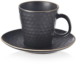 Filiżanka ze spodkiem ceramiczna czarna TEA TIME 235