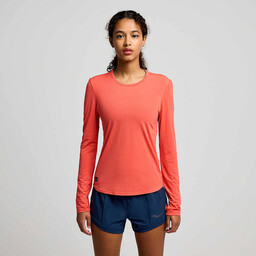 SAUCONY Koszulka damska Stopwatch Long Sleeve - Cayenne
