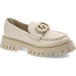 Chebello Beżowe Mokasyny Eleganckie Obuwie Damskie