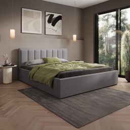 Łóżko tapicerowane z pojemnikiem SFG0143P 140x200 Welur Szary