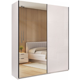 Kaszmirowa szafa przesuwna z lustrem 200 cm połysk