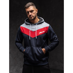 Szara z nadrukiem bluza męska z kapturem Denley