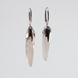 Pakamera Długie kolczyki srebrne z kwarcem dymnym
