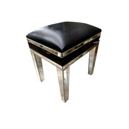 TABORET lustrzane nogi czarne materiałowe siedzisko styl glamour