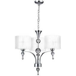 Lampa wisząca biała z tkaniny 3-punktowa chromowana AZ1006