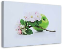Obraz na płótnie, Zielone jabłko i gałązka drzewa