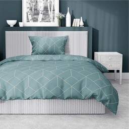 Pościel satynowa 140x200 Home Satin 81 miętowa geometryczna