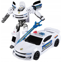 Samochód POLICJA 2W1 Auto-Robot transformacja ręczna Zabawka Konstrukcyjna