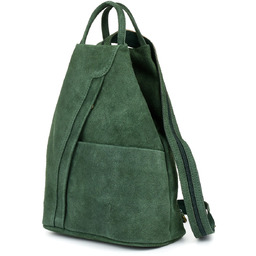 Ciemno- zielony Vera Pelle włoski Plecak Skórzany damski