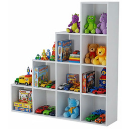 Elior Biały schodkowy regał na zabawki R5-F66