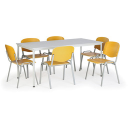 Stół jadalniany, 160x80 cm + 6 krzeseł drewnianych