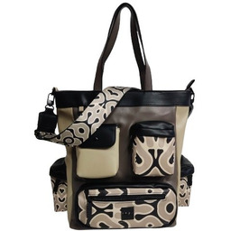 Torebka shopper EGO czarna beżowa listonoszka multikolor A4