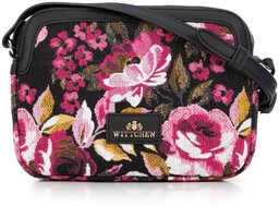 Damska crossbody z żakardu i ekoskóry czarno -