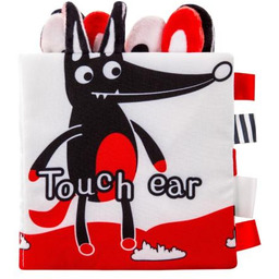 BOCIOLAND Miękka szeleszcząco-grzechocząca książeczka kontrastowa Wilk