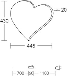 HerzBlut kinkiet LED serce midi, 43 cm, drewno,