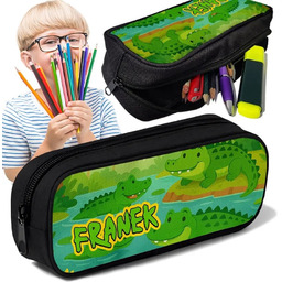 Piórnik TUBA + IMIĘ Dinozaury Krokodyle Personalizowany Szkolny