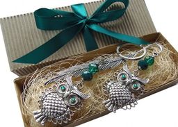 Zestaw prezentowy zakładka do książki pióro, brelok, sowa