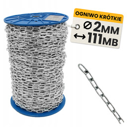 Łańcuch gospodarczy 2mm Krótkie Ogniwo 111m ocynkowany stalowy