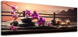 Obraz na płótnie, Kamienie Orchidea Orient 90x30