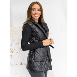 Czarna długa pikowana kamizelka damska Denley JIN221A1