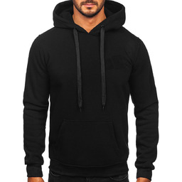 Czarna bluza męska z kapturem kangurka Denley MB001