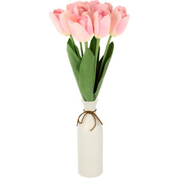Real-Touch tulipany w wazonie, sztuczny bukiet tulipanów, pojedyncze