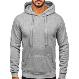 Szara bluza męska z kapturem kangurka Denley MB001