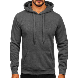 Grafitowa bluza męska z kapturem kangurka Denley MB001