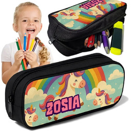 Piórnik TUBA + IMIĘ Jednorożec Tęcza Personalizowany Szkolny