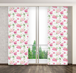 Zasłona z nadrukiem w różowe peonie ZPMB-93 Mariall