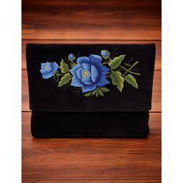 Torebka kopertówka haftowana na ramię aksamit ze wzorem