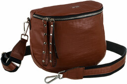 Półokrągła torebka damska ze skóry naturalnej o fakturze