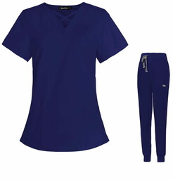 Nianqing Komplet Medyczny Damski Scrubs - Granatowy -