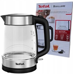 TEFAL CZAJNIK BEZPRZEWODOWY 1,7L SZKLANY INOX BLACK czarny