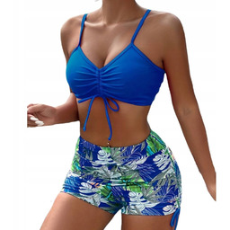 Strój Kąpielowy Dwuczęściowy Kostium Wysoki Stan Bikini Spodenki